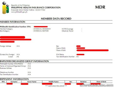 philhealth member data record.